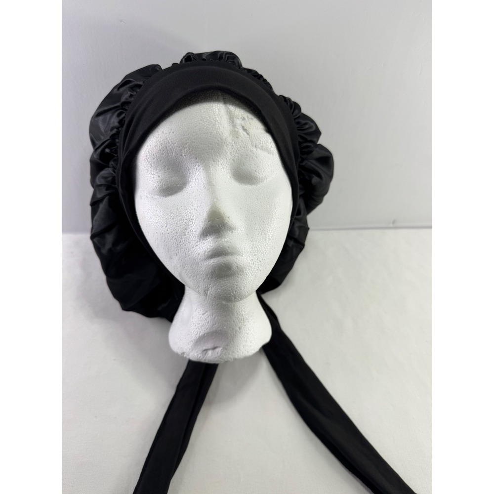 Black or pink Satin Hair Bonnet Adjustable Tie Wide Band Sleep Cap Night Turban